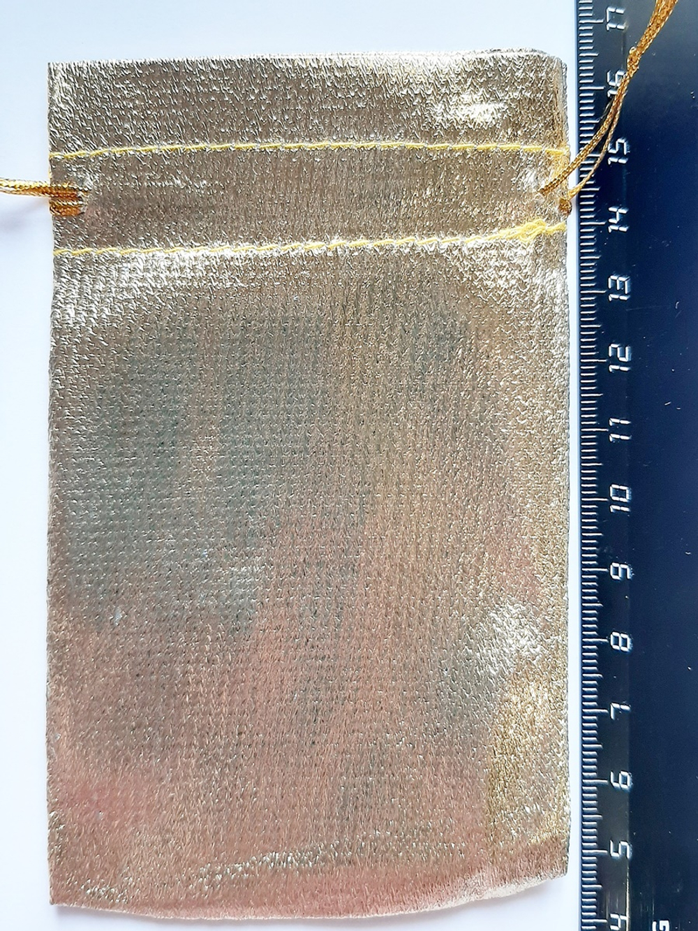 Мешочки парча 12х10 см. Золотистые, 5 штук