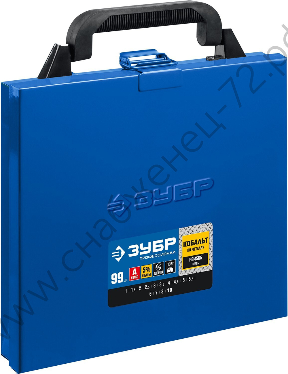 ЗУБР КОБАЛЬТ 99шт(1-10мм), Набор сверл по металлу, сталь Р6М5К5, класс А, мет.бокс