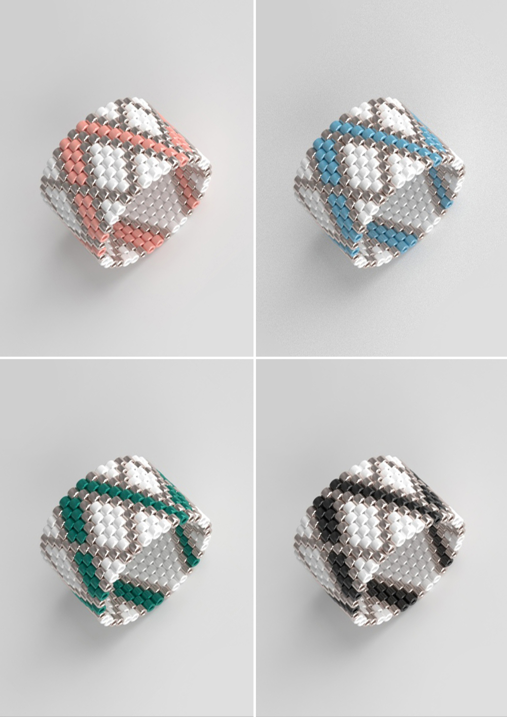 Схема кольца из бисера, узор PEYOTE, мозаичное плетение, четный счет, узор пейот из Miyuki Delica 11/0, файл PDF, RING_22