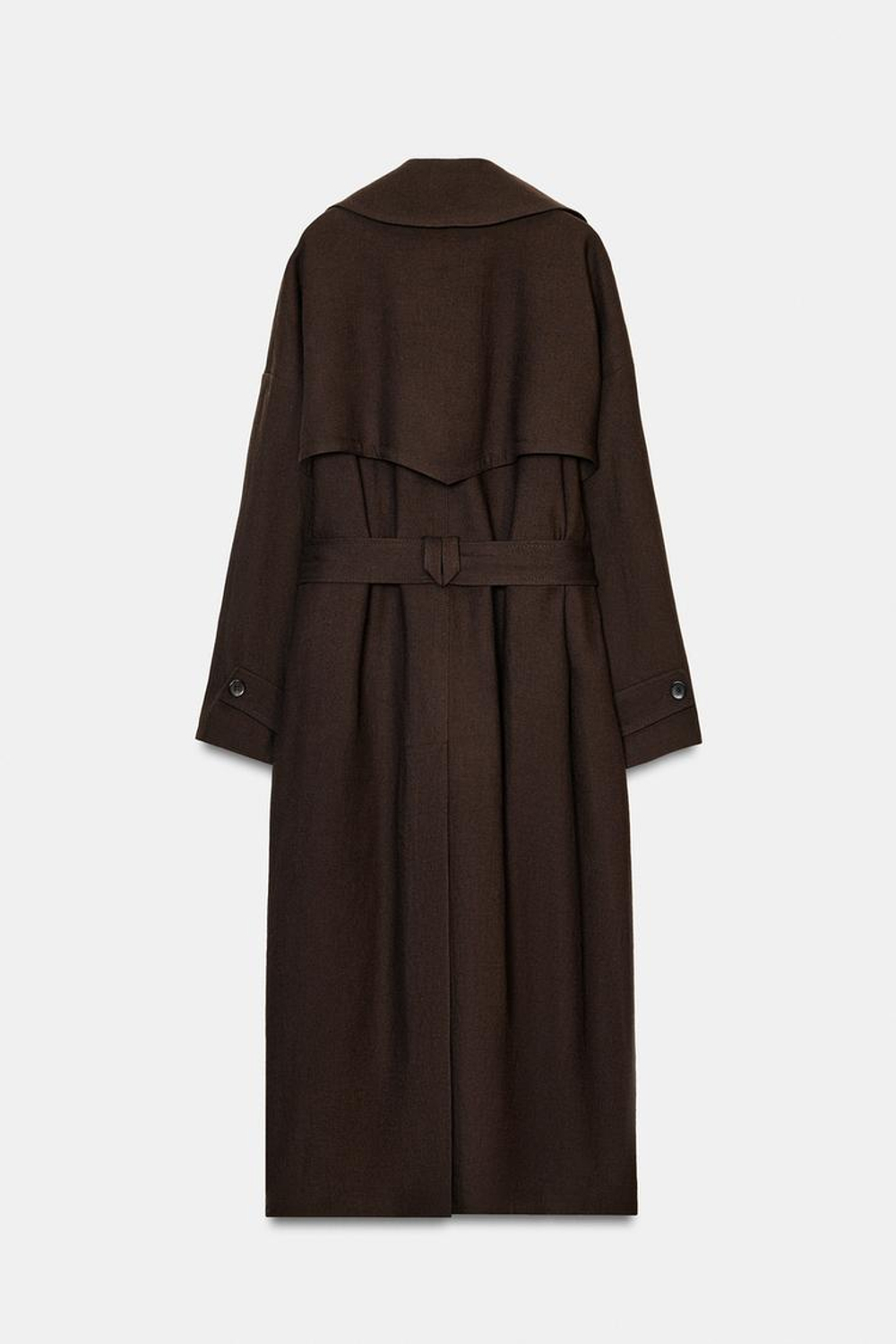 ZARA СВОБОДНЫЙ ТРЕНЧ ИЗ ШЕРСТИ ZW LIMITED EDITION, ОТТЕНКИ КОРИЧНЕВОГО