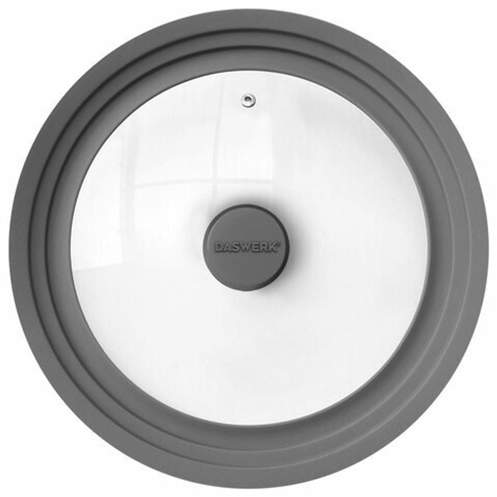 Крышка для любой сковороды и кастрюли универсальная 3 размера (24-26-28 см) серая, DASWERK, 607591