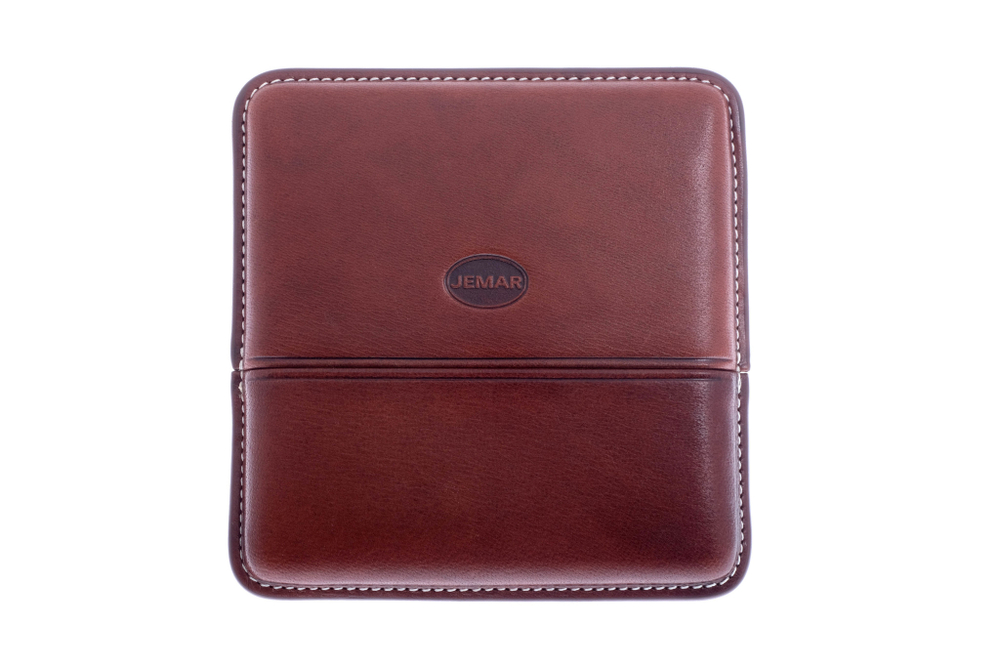 Сигаретница Jemar на 10 штук, натуральная кожа, коричневая (Испания)