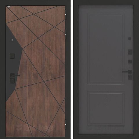 Входная металлическая дверь Бункер БН-14 Американский орех ФЛ-609 Графит софт (матовый, без текстуры)
