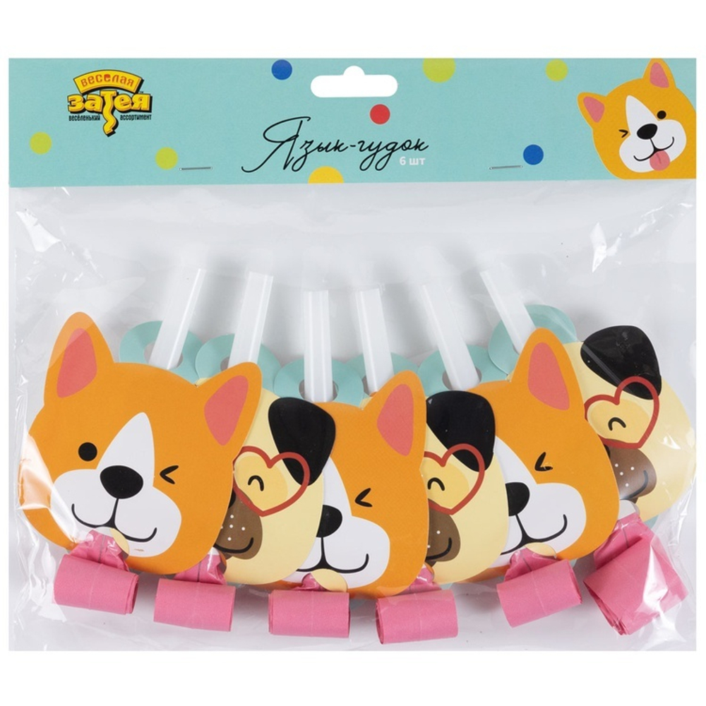 Язык-гудок «Веселые собачки», 6шт