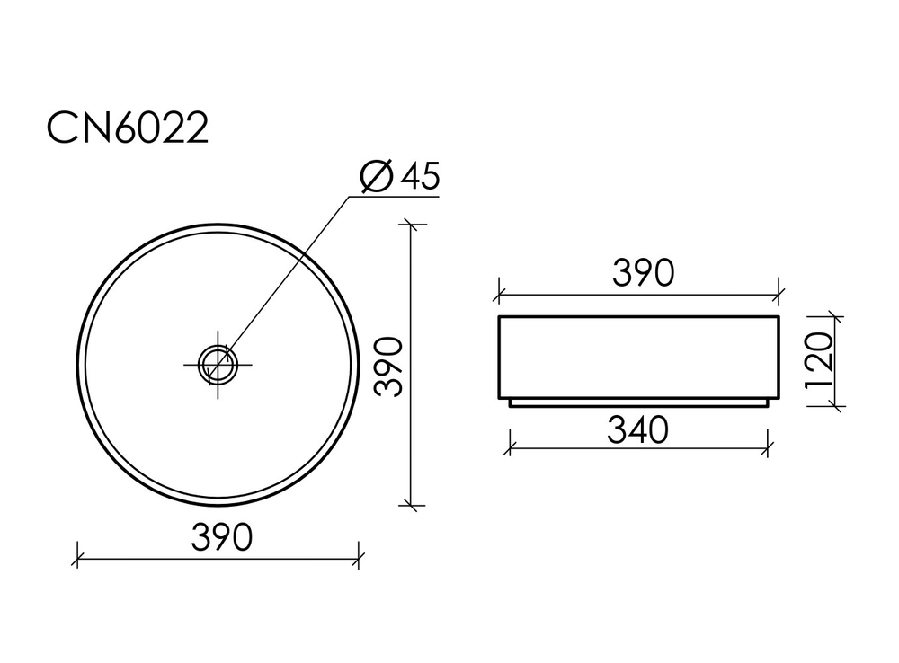 Умывальник чаша накладная круглая (цвет Голубой Матовый) Element 390x390x120мм