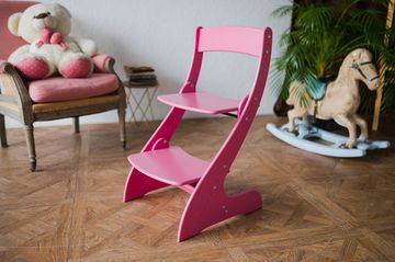 Расти стульчик «Павлин» для ребенка - Ярко-Розовый, Деревянный 49x47x85
