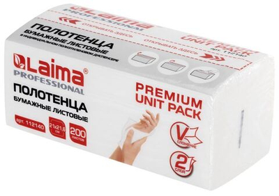 112140 Полотенце бумажное V-сложеное LAIMA H3 PREMIUM UNIT PACK 2-х слойное 21х21 (1/20уп)