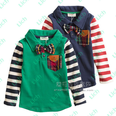 Толстовка с рукавами в полоску, бантом и карманом в клетку