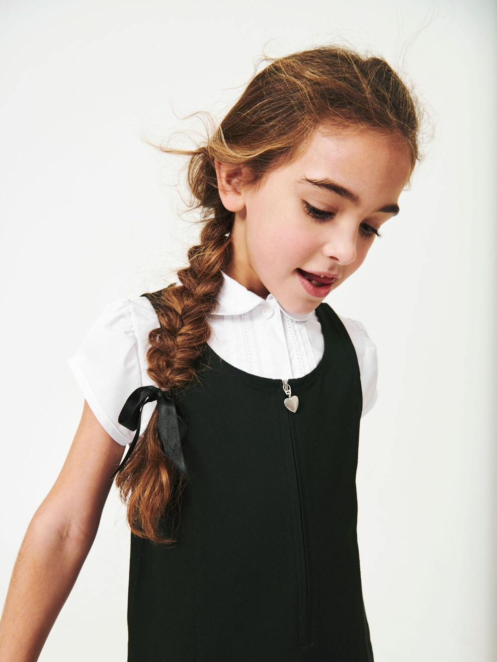 Сарафан школьный на молнии для девочки Next 384-149, Черный