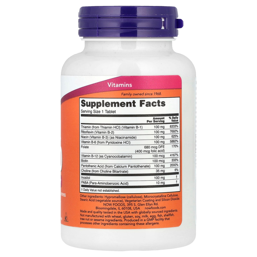 NOW Foods, В-100, длительного высвобождения, 100 таблеток