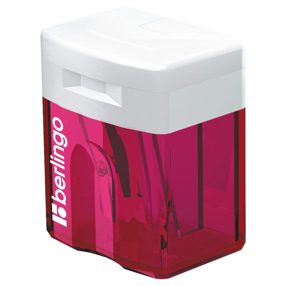 Набор точилка пластиковая Berlingo 1 отв., с контейнером, с крышкой, красная+зелая+синяя, 3шт