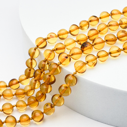 Янтарь бусины, фриформ, размер 6,9-7,4*6,7-7,2 мм, цена 10 шт (1/4 нити)