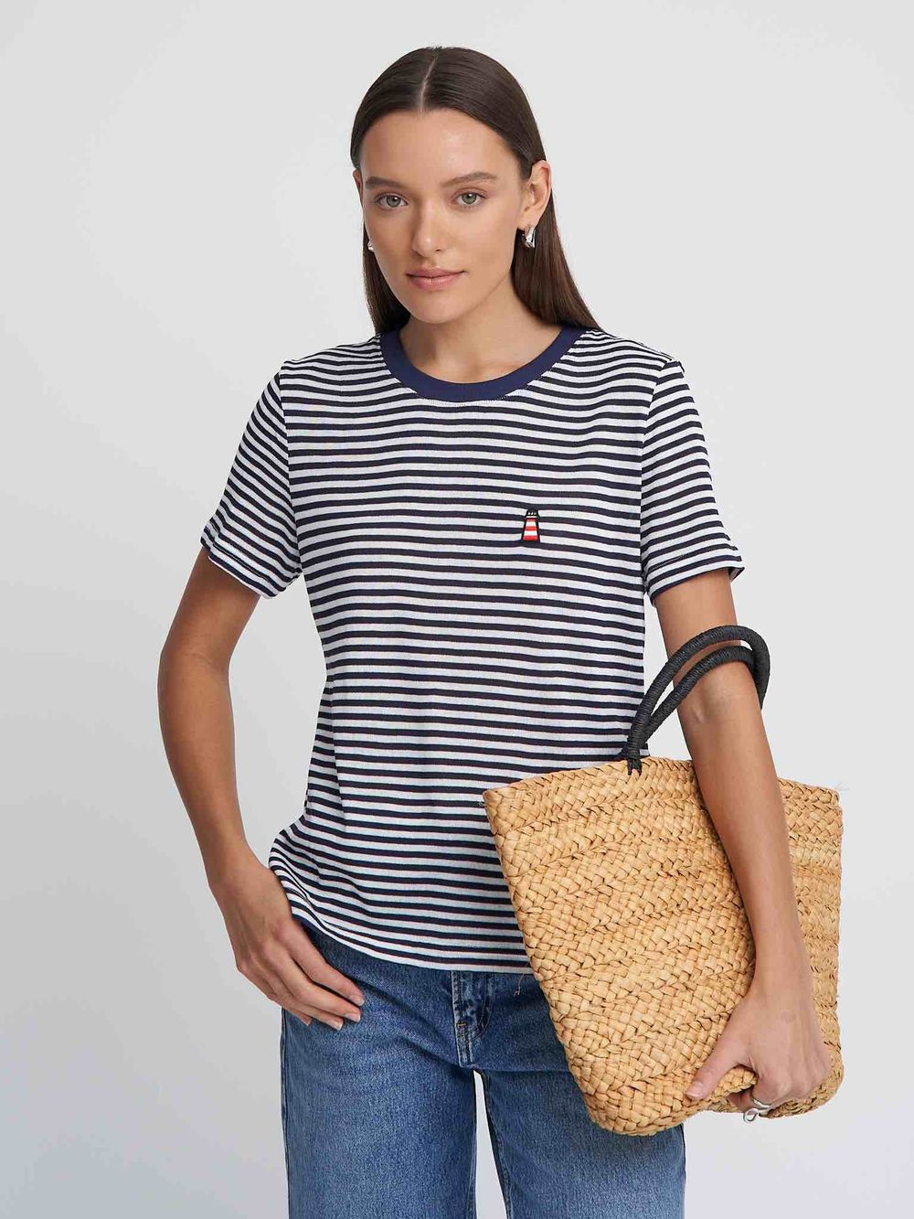 Футболка Kefirmaykifer В Полоску бело-синяя