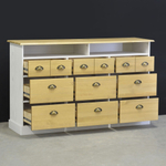 Комод деревянный Тэа с полкой из сосны, 9 ящиков