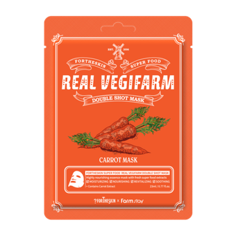 Маска для лица Fortheskin Super Food Real Vegifarm Double Shot Mask Carrot Морковь для чувствительной кожи 23 мл