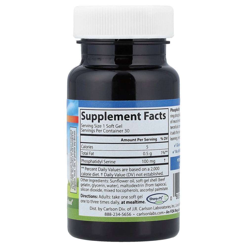 Carlson, Фосфатидилсерин, 100 мг, 30 мягких таблеток