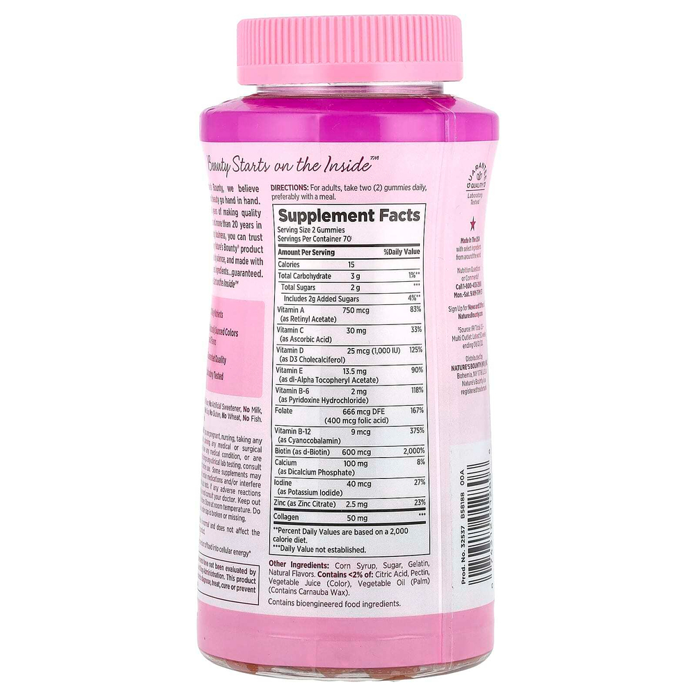 Nature's Bounty, Optimal Solutions®, мультивитаминные жевательные мармеладки для женщин, малина, 140 жевательных таблеток