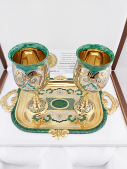 Набор "Малахит" на 2 персоны с эмалью