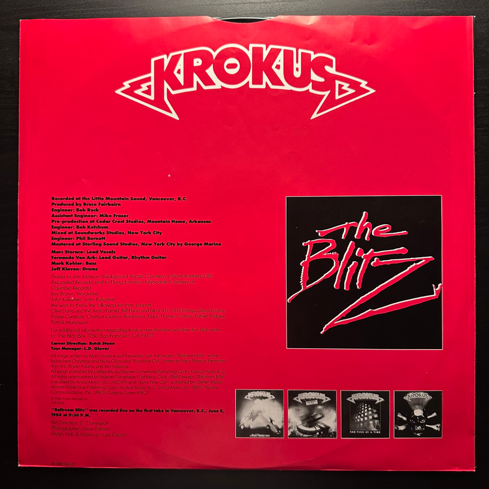 Krokus ‎– The Blitz (Скандинавия 1984г.)