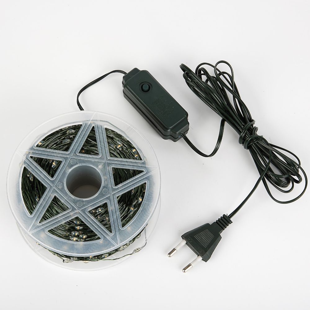 ULD-S40000-4000-DGA WHITE IP20 DEW Гирлянда светодиодная Роса. 400м. 4000 светодиодов. Белый свет. Провод зеленый. ТМ Uniel