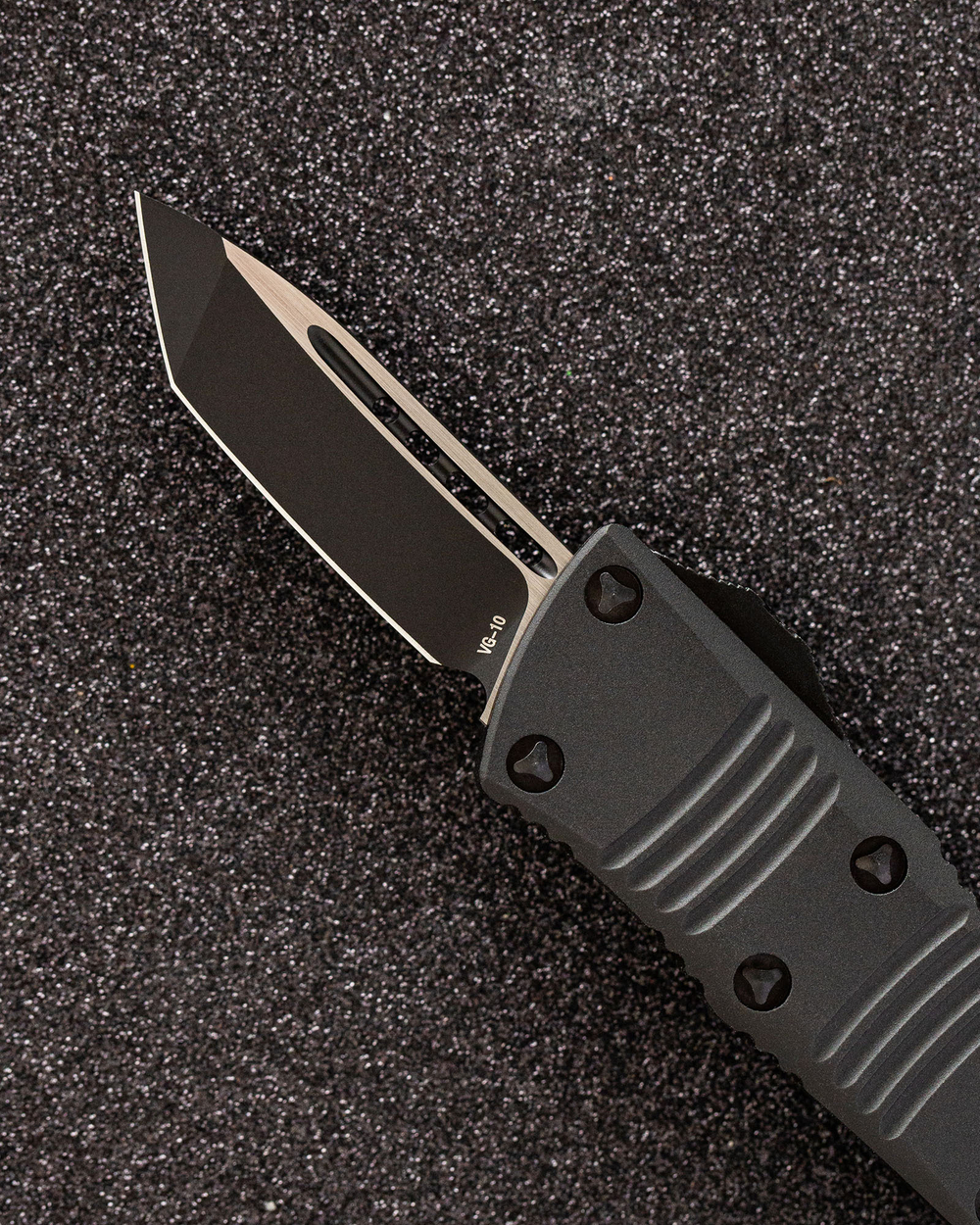 Автоматический складной нож SteelBro Mini Troodon Black Tanto 240-1T (черный-черный) фронталка/выкидуха
