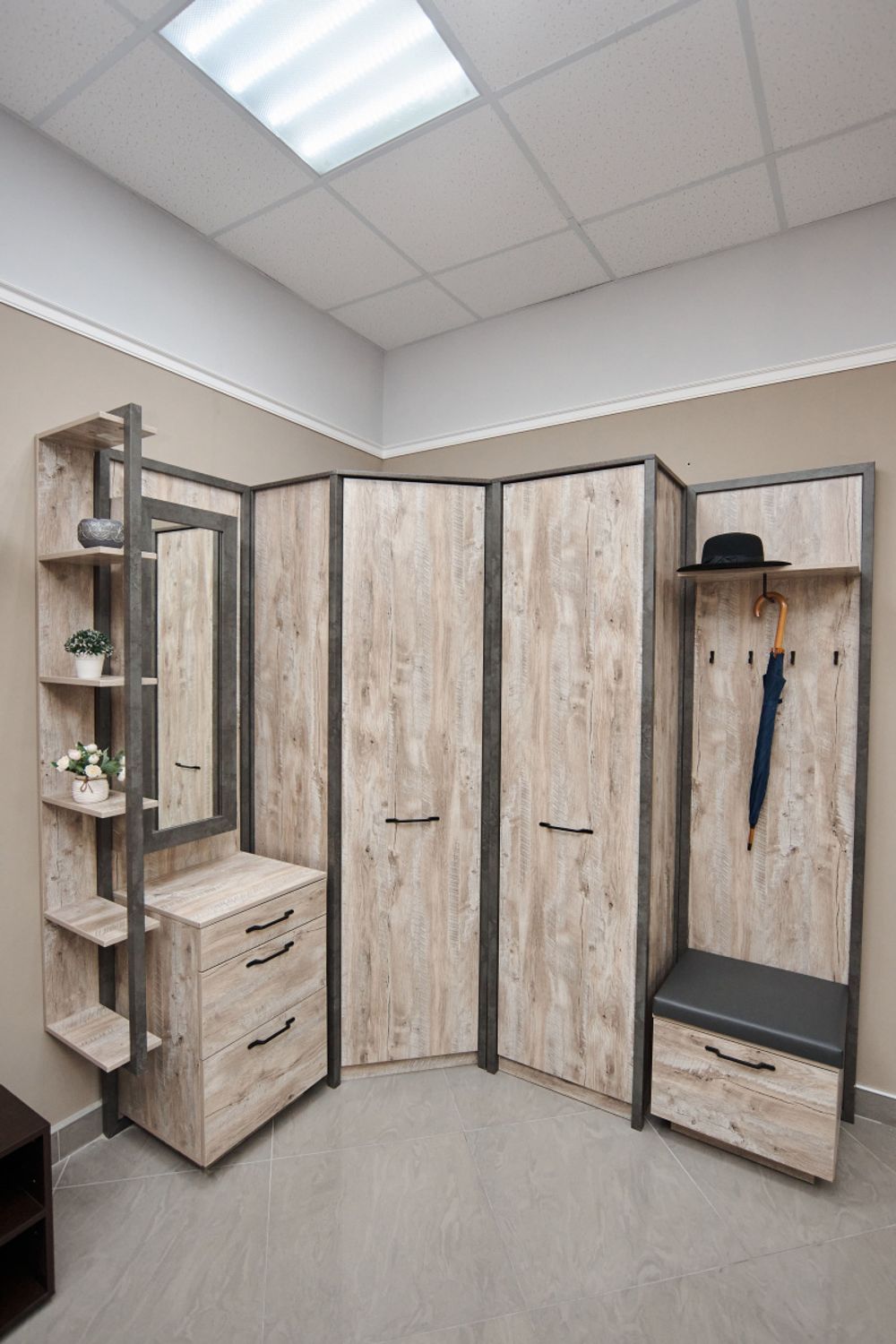 Коллекция Клео мягкий элемент для Тумбы с вешалкой Дуб Юкон/Ателье темное (Набор)