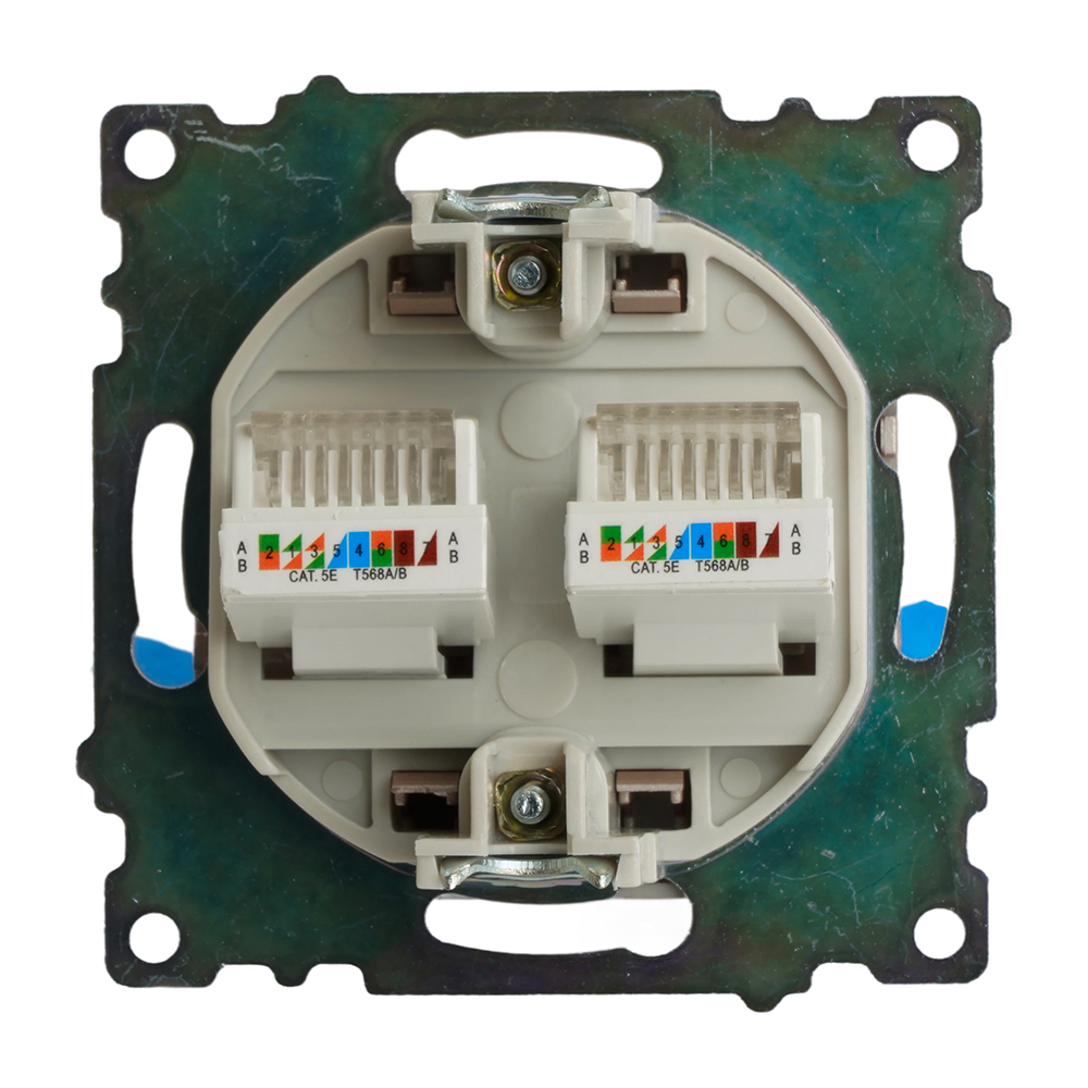 Розетка компьютерная 2-местная RJ-45 (механизм) STEKKER GLS00-7109-02, серия Катрин, шампань 50004