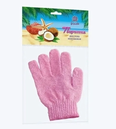 Перчатка массажная для тела INSULA, цвет микс, средняя жесткость