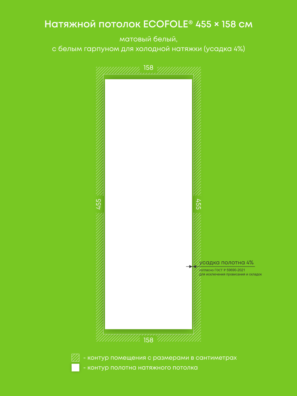 Матовый натяжной потолок 7.2 м2