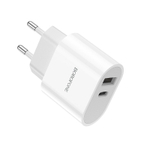 Сетевой адаптер питания BOROFONE BA62A 1USB и PD (белый)