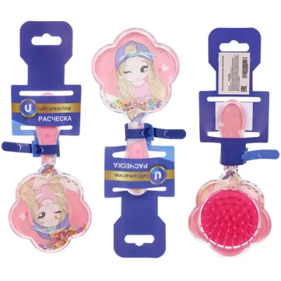 Расческа массажная детская «ФРАТТИ БУМ», девочка Меллиса, форма цветочек, 16*8см (блистер Ультрамарин)