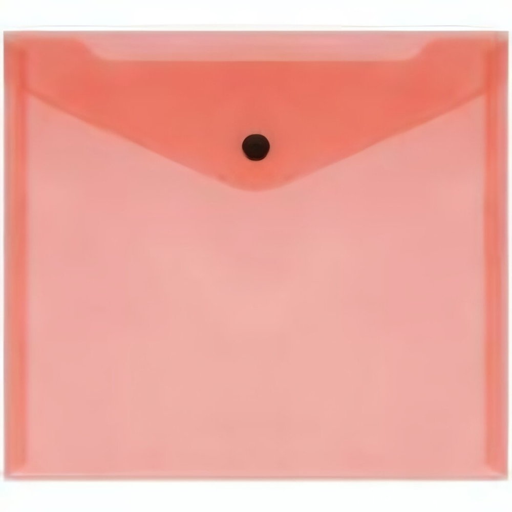 Папка-конверт А5+ на кнопке 150мкм, пластик, прозрач. красная (Стамм)