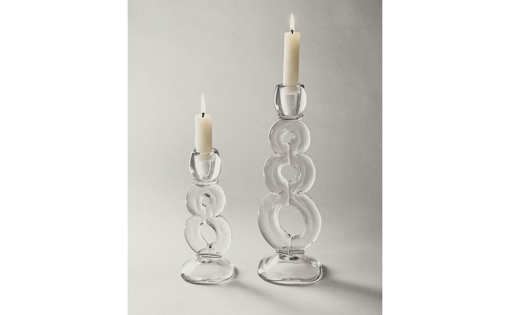 Zara Home Подсвечник из стекла, цвет прозрачный, 19 см