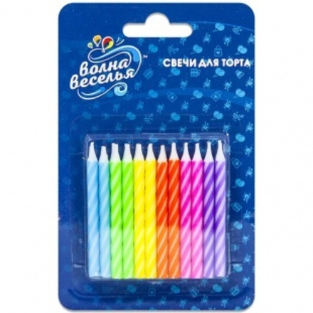 Свечи Радужный микс, Ассорти, 6 см, 24 шт.