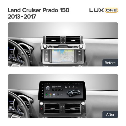 Магнитола для Toyota Land Cruiser Prado 150 2013-2017 (рамка F1 ) - Teyes LUX ONE монитор 12.3" 2K QLED на Android 10, CarPlay, 4G SIM-слот, 6/128ГБ