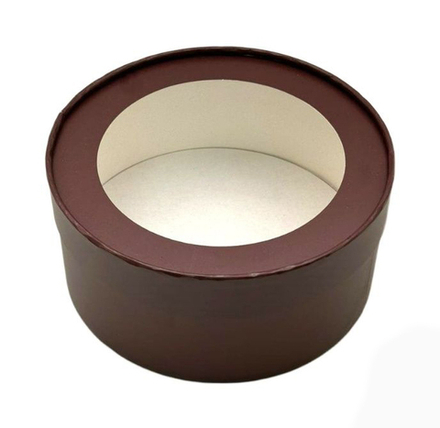 Коробка круглая с окном шоколадная, 16*7см