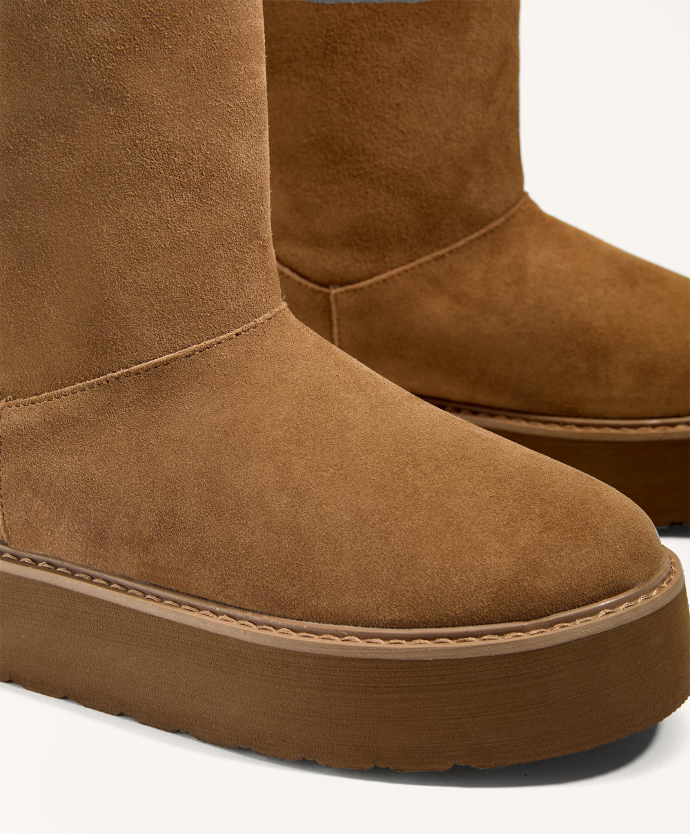 OYSHO Сапоги из спилка на платформе, кротовый