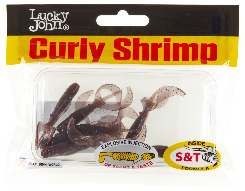 Мягкая приманка Lucky John Curly Shrimp 2in (50 мм), цвет S19, 10 шт.