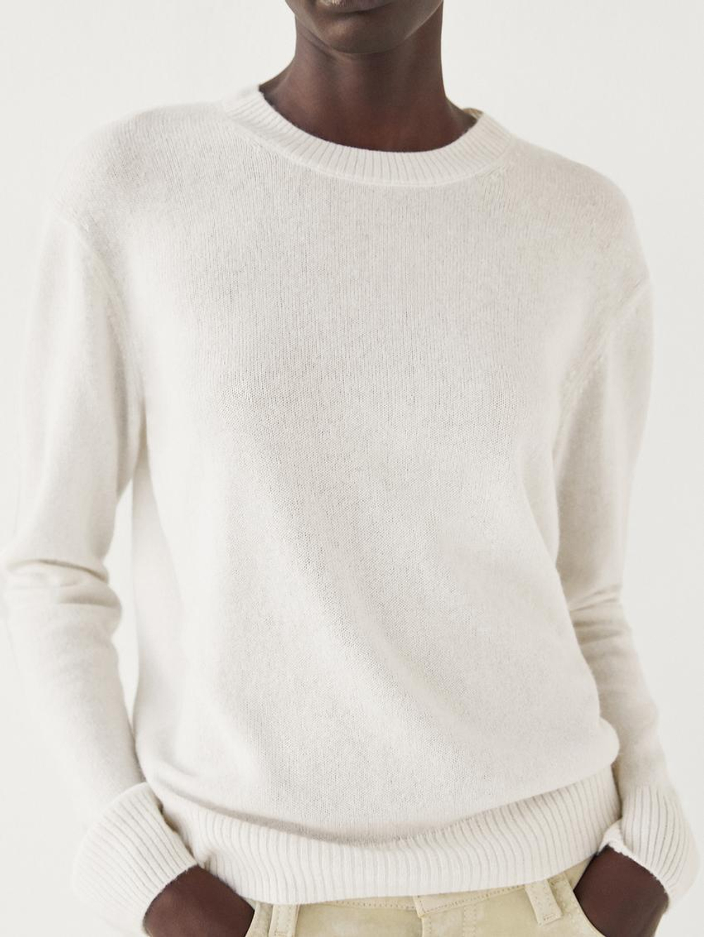 Massimo Dutti Свитер из 100% кашемира, натуральный, кремовый