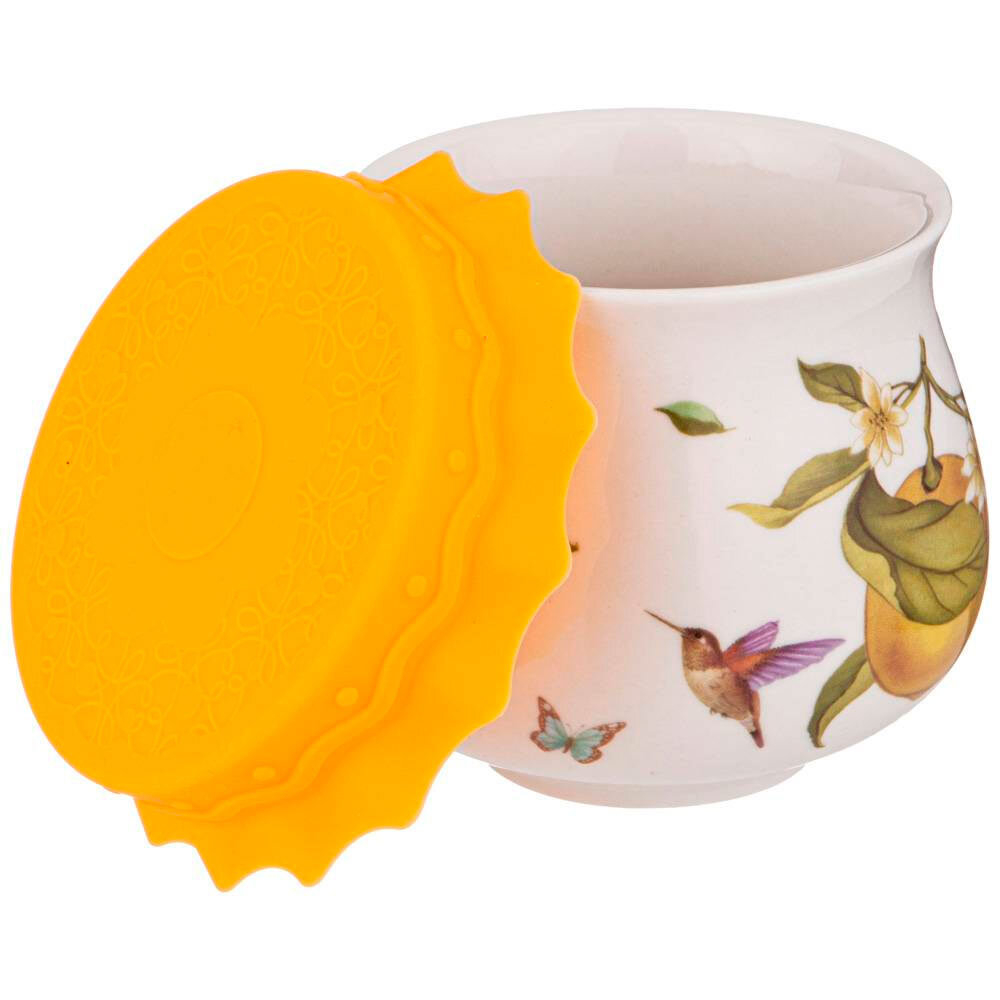 Баночка для меда и варенья 180мл с силиконовой крышкой "Прованс лимоны"