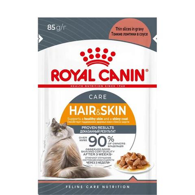 Тонкие ломтики в соусе, 85г Hair & Skin для здоровья кожи и блеска шерсти Royal Canin