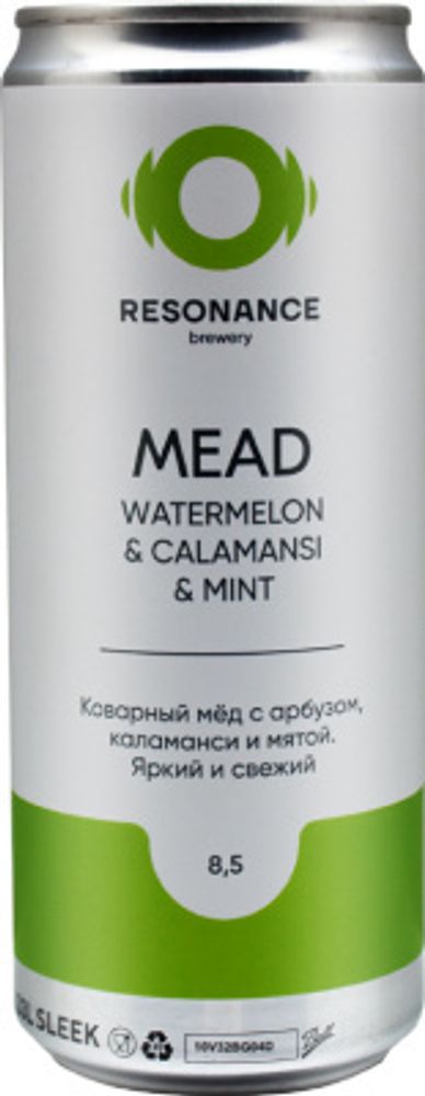 Медовуха Резонанс Ватермелон Каламанси Минт / Mead Resonance Watermelon Calamansi Mint Leaves 0.33 - банка