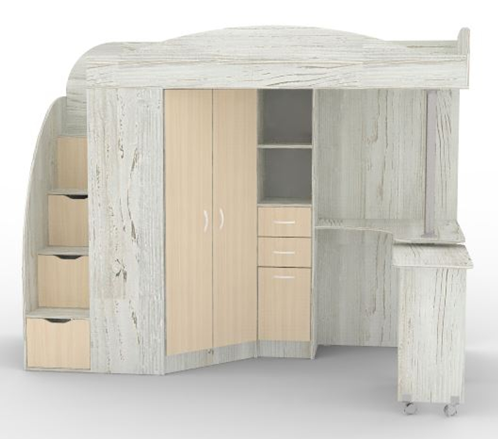 Кровать-чердак КарИВи Юниор 4 Винтерберг  Дуб Молочный