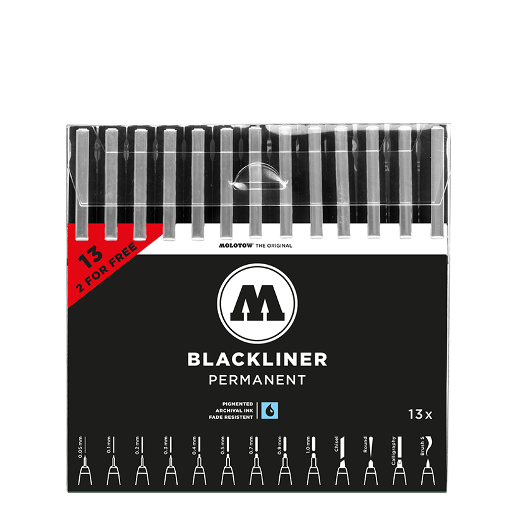 Набор Molotow BLACKLINER Comlete set - 13шт
