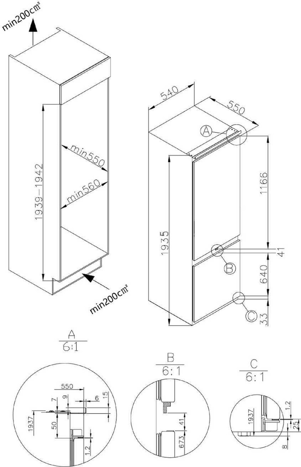 Встраиваемый холодильник с инвертором Meferi MBR193 TOTAL NO FROST ULTRA фото 20