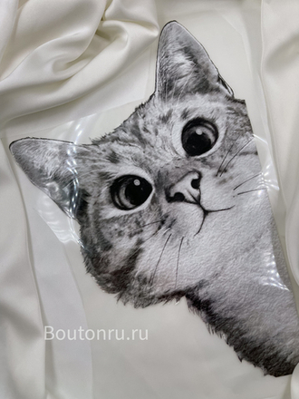 Термонаклейка серый кот