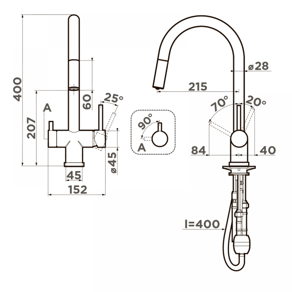 Кухонный смеситель Omoikiri Akita-S-LG