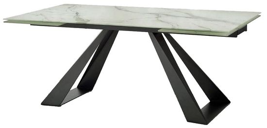 Стол FONDI 180 MARBLES KL-99 Белый мрамор матовый, итальянская керамика/ черный каркас