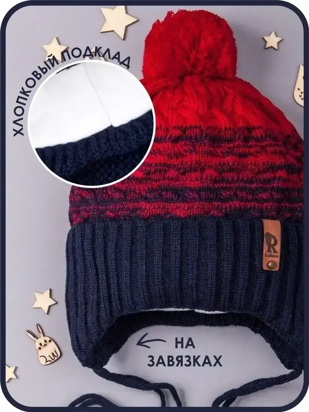 Шапка для мальчика осенняя на завязках