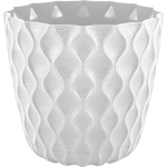 Горшок для цветов пластиковый 0,65л d-11,5см «Wave» с дренажной сеткой и съемным поддоном, белоснежный жасмин